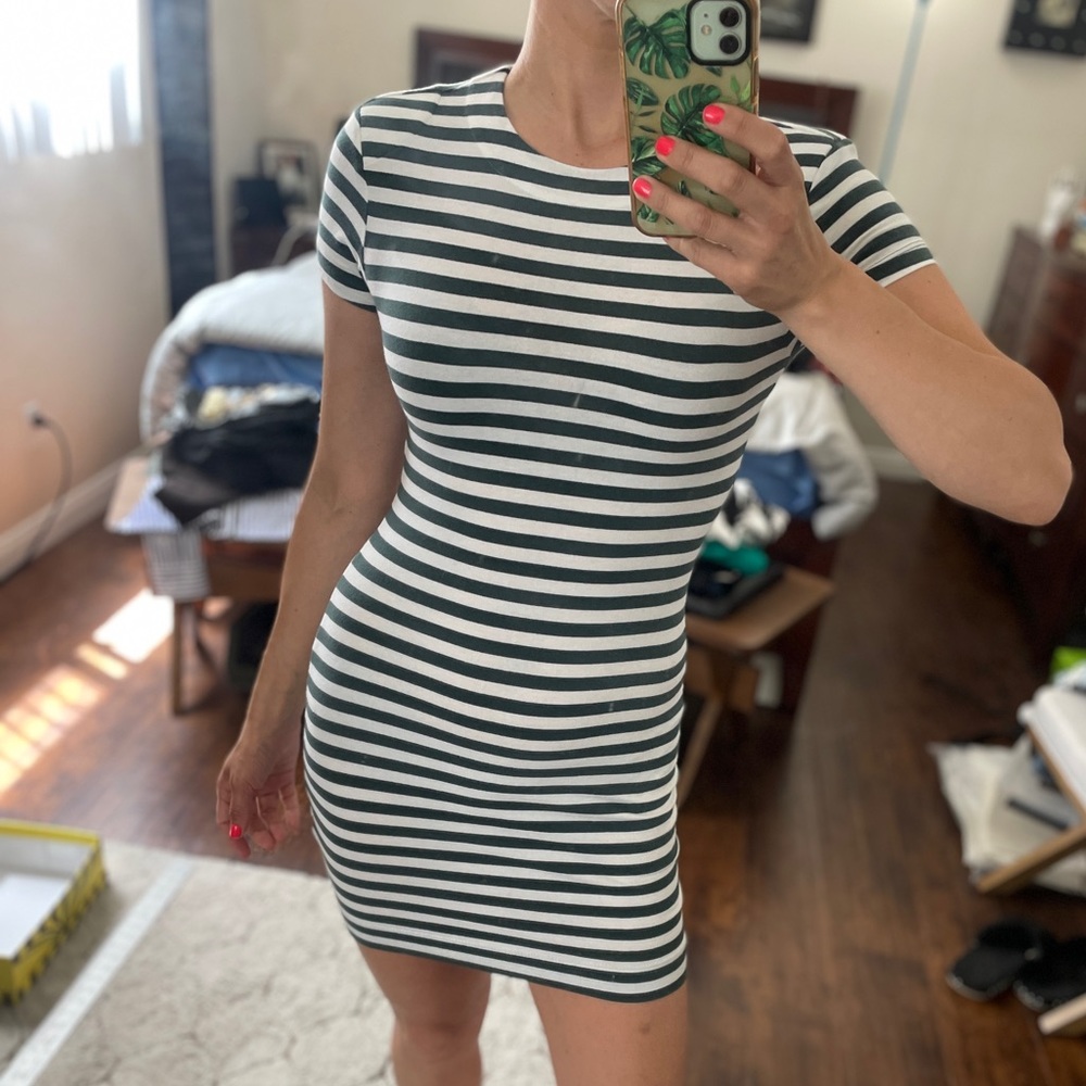 French connection Green & White mini-dress